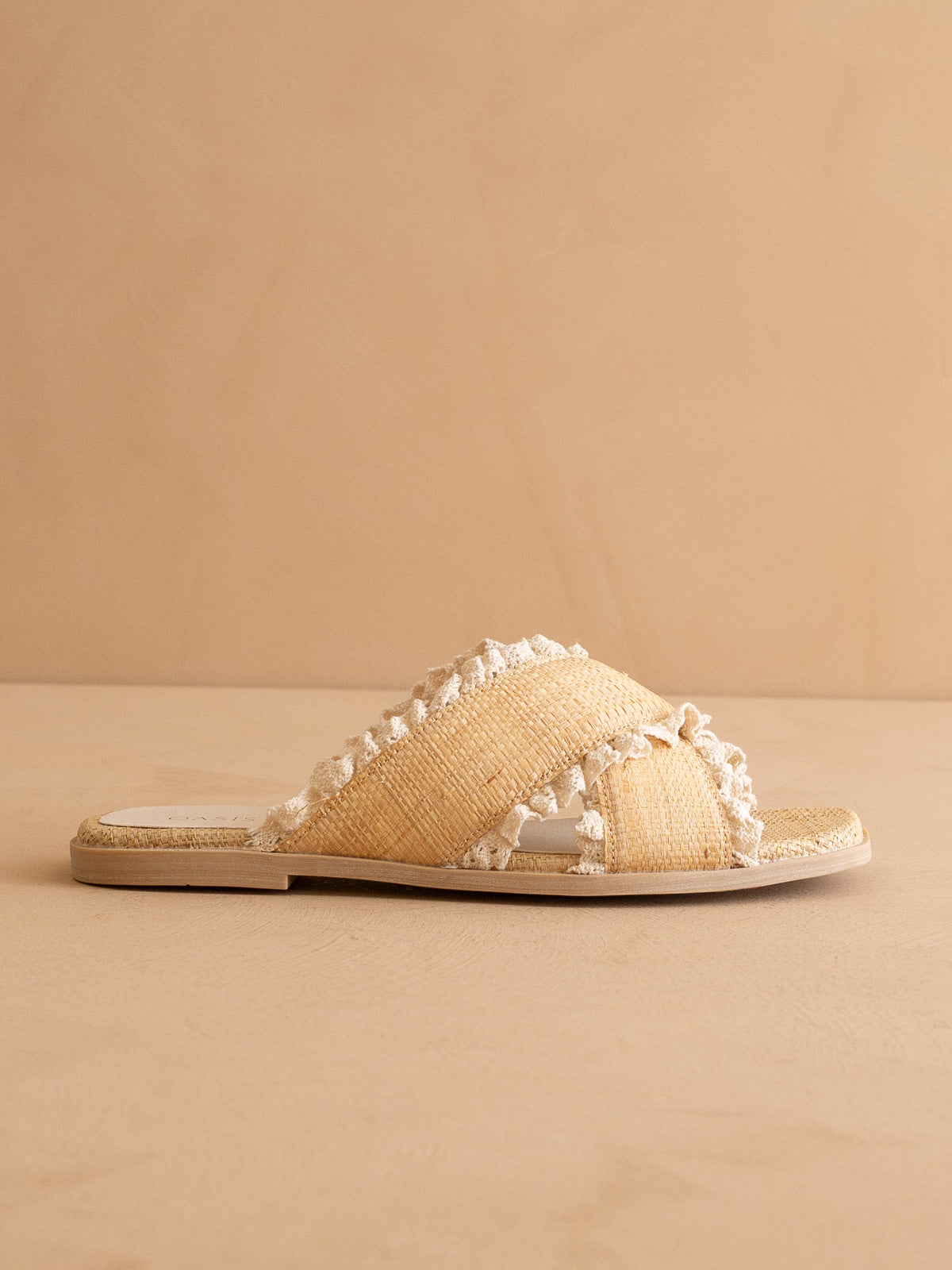 The Allie | Natural Lace Trim Cross Slide