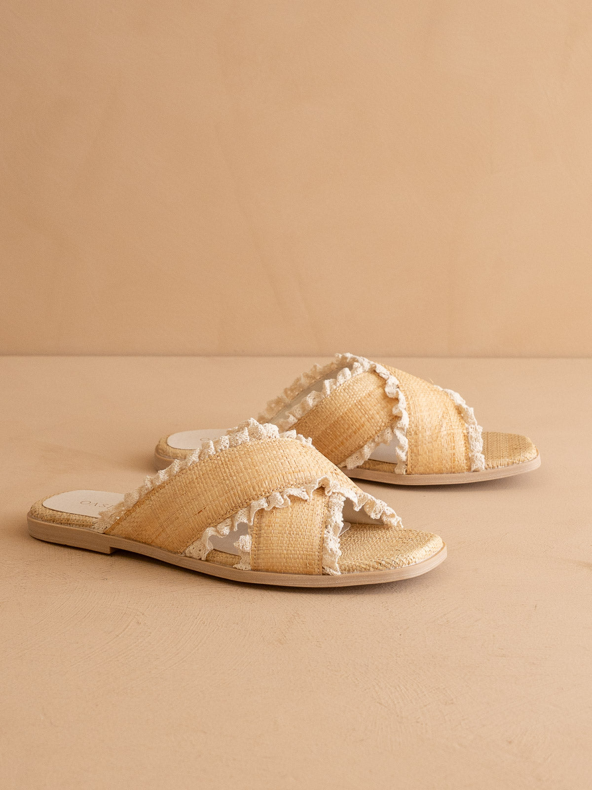 The Allie | Natural Lace Trim Cross Slide
