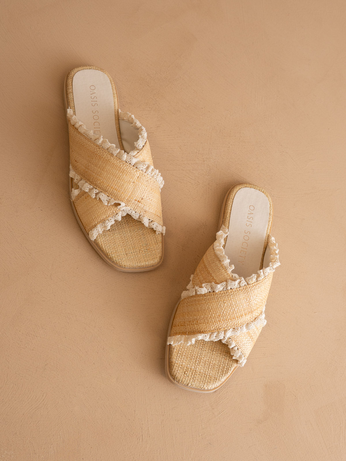 The Allie | Natural Lace Trim Cross Slide
