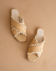 The Allie | Natural Lace Trim Cross Slide