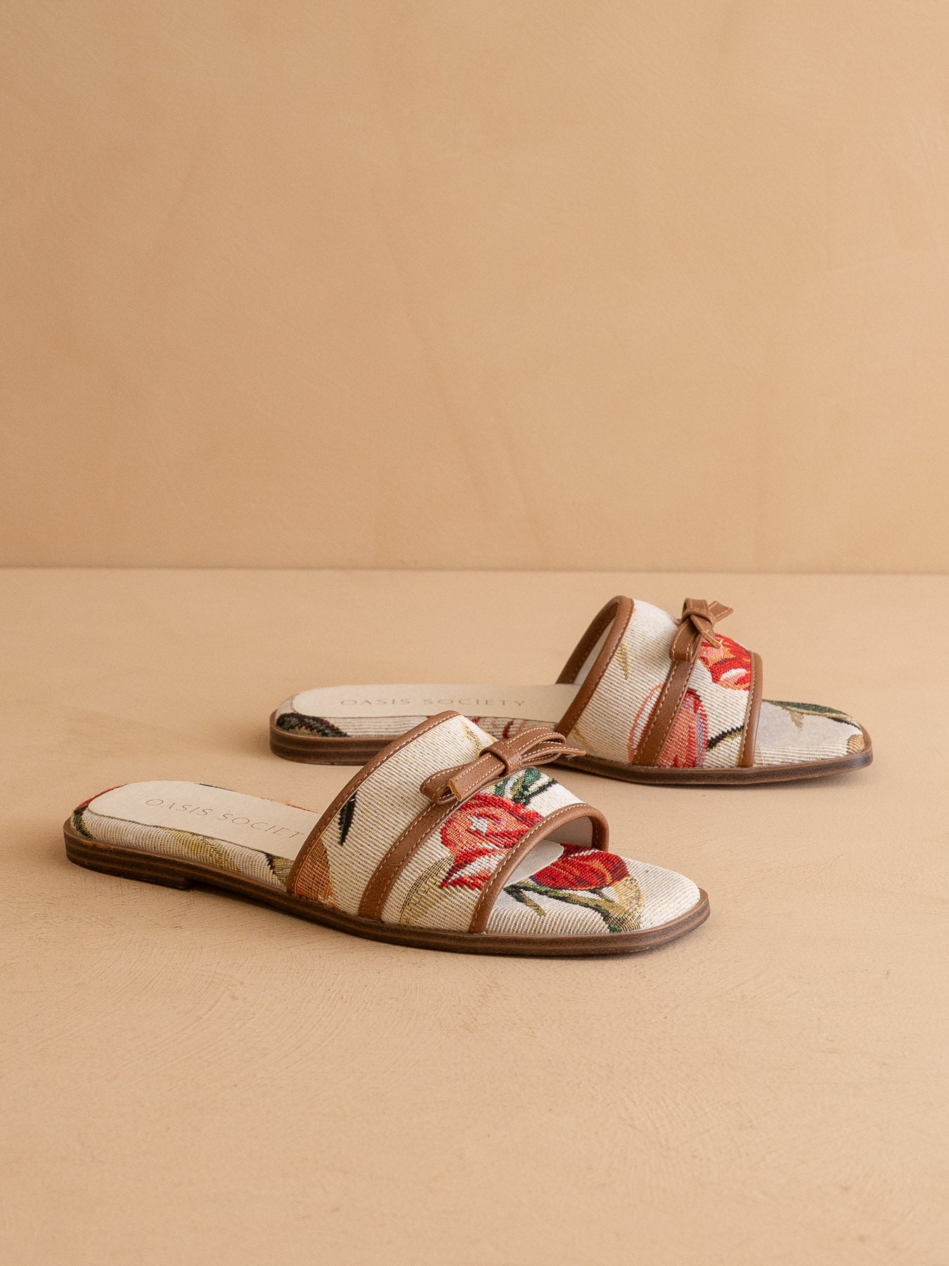 The Andrea | Beige Bow Raffia Slide – Feminine Summer Flat