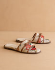 The Andrea | Beige Bow Raffia Slide – Feminine Summer Flat