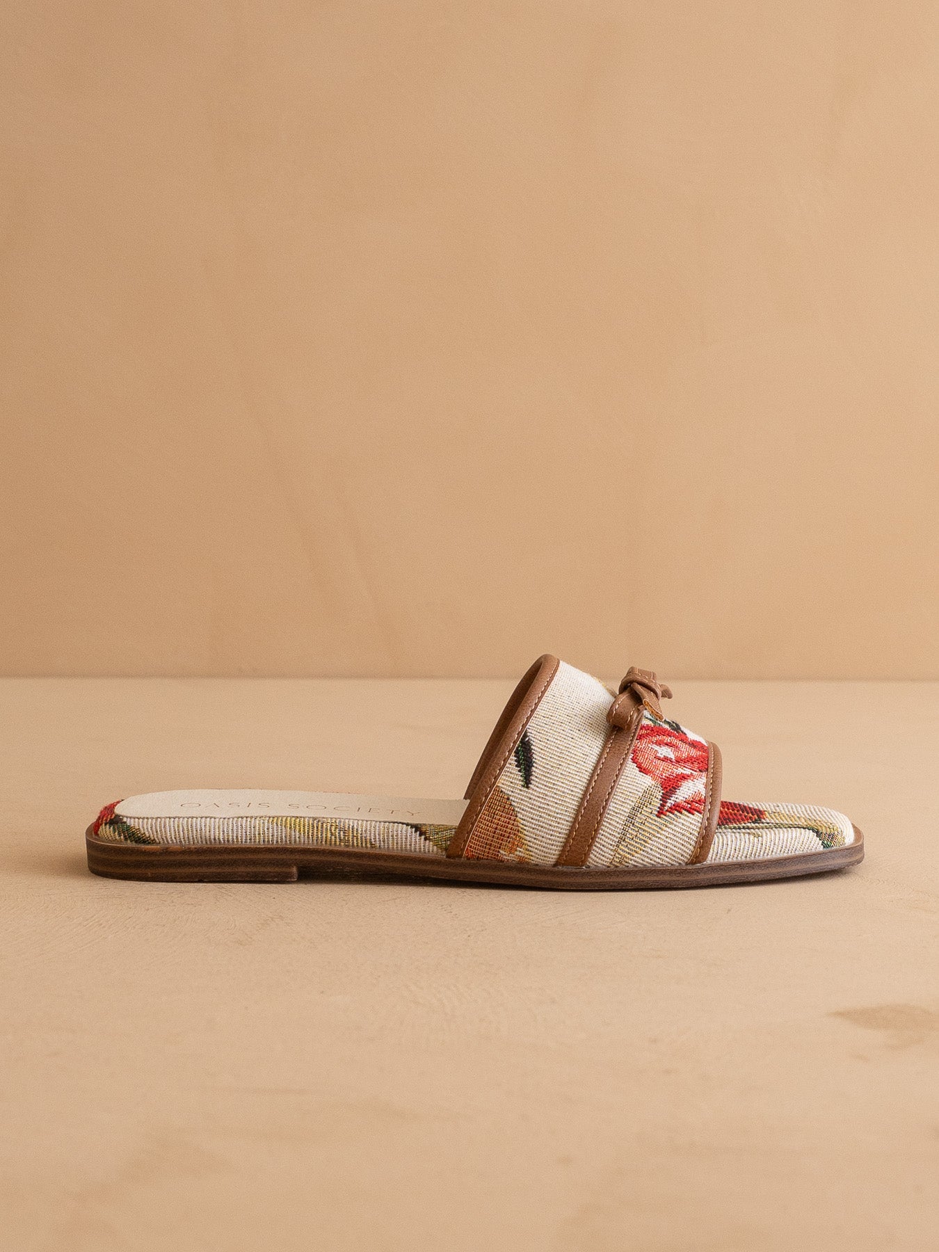 The Andrea | Beige Bow Raffia Slide – Feminine Summer Flat