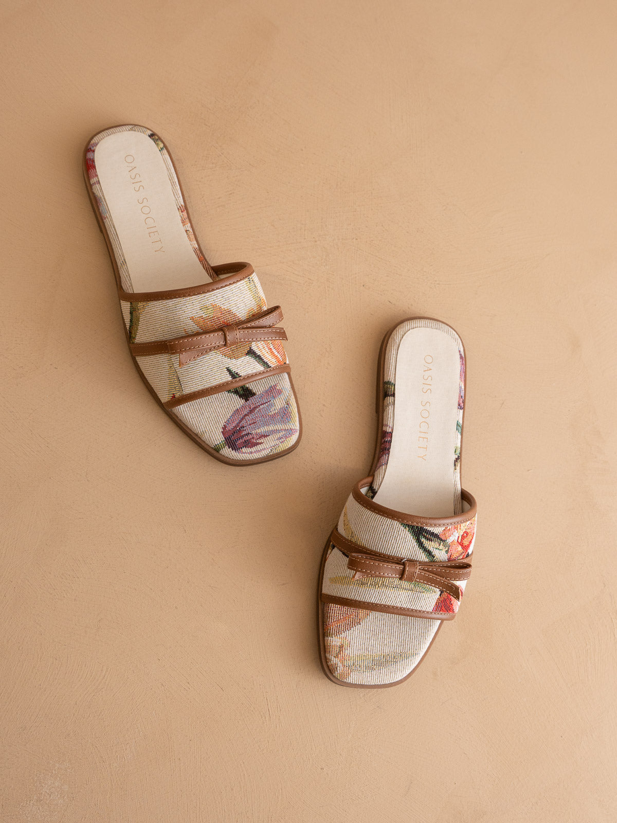The Andrea | Beige Bow Raffia Slide – Feminine Summer Flat