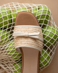 The Andrea | Natural Bow Raffia Slide – Feminine Summer Flat