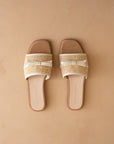 The Andrea | Natural Bow Raffia Slide – Feminine Summer Flat
