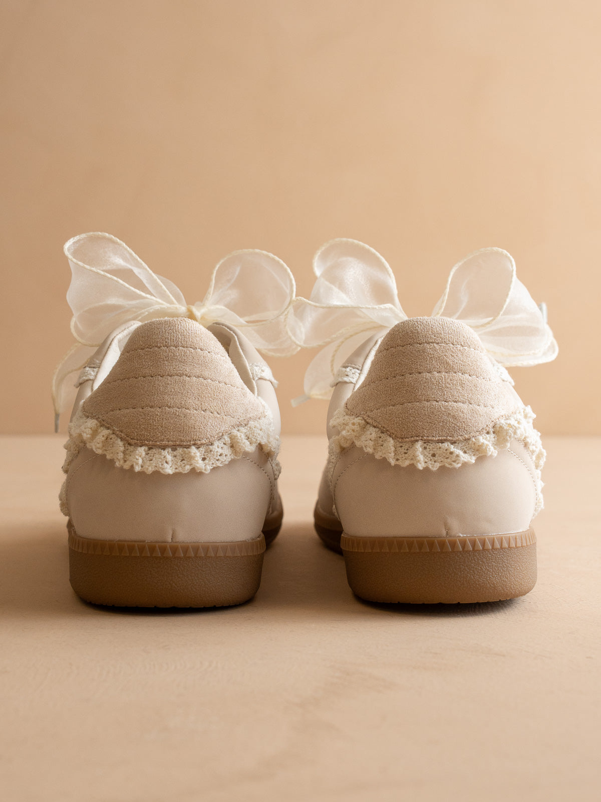 The April | Cream Lace-Trimmed Retro Sneaker