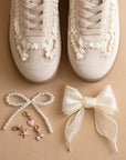 The April | Cream Lace-Trimmed Retro Sneaker