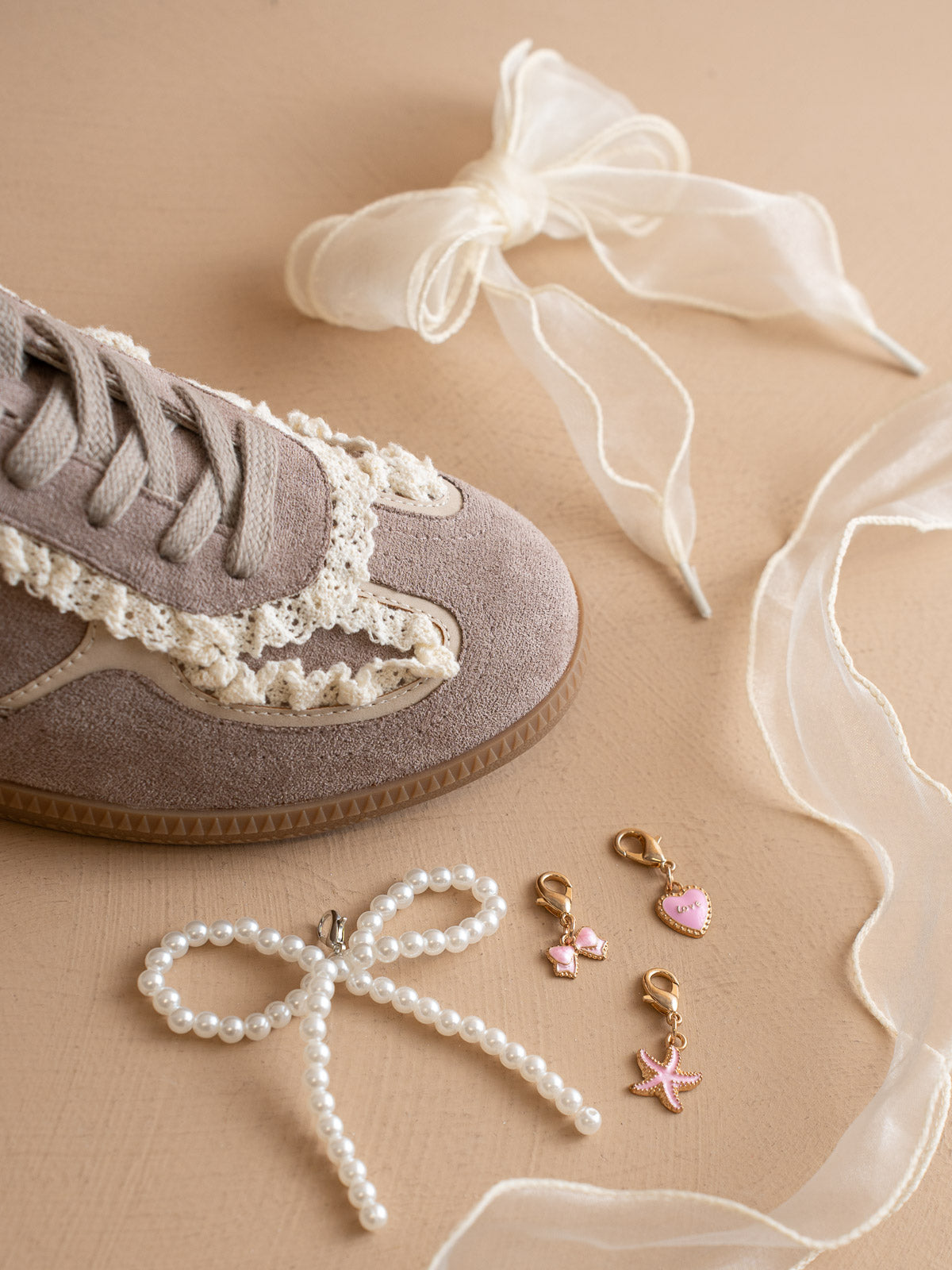 The April | Dark Grey Lace-Trimmed Retro Sneaker
