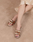The Andrea | Beige Bow Raffia Slide – Feminine Summer Flat