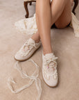 The April | Cream Lace-Trimmed Retro Sneaker