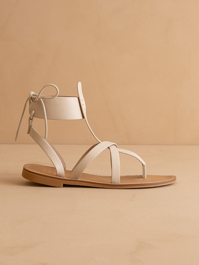 The Blaze | Beige Lace-Up Sandal