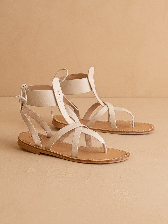 The Blaze | Beige Lace-Up Sandal