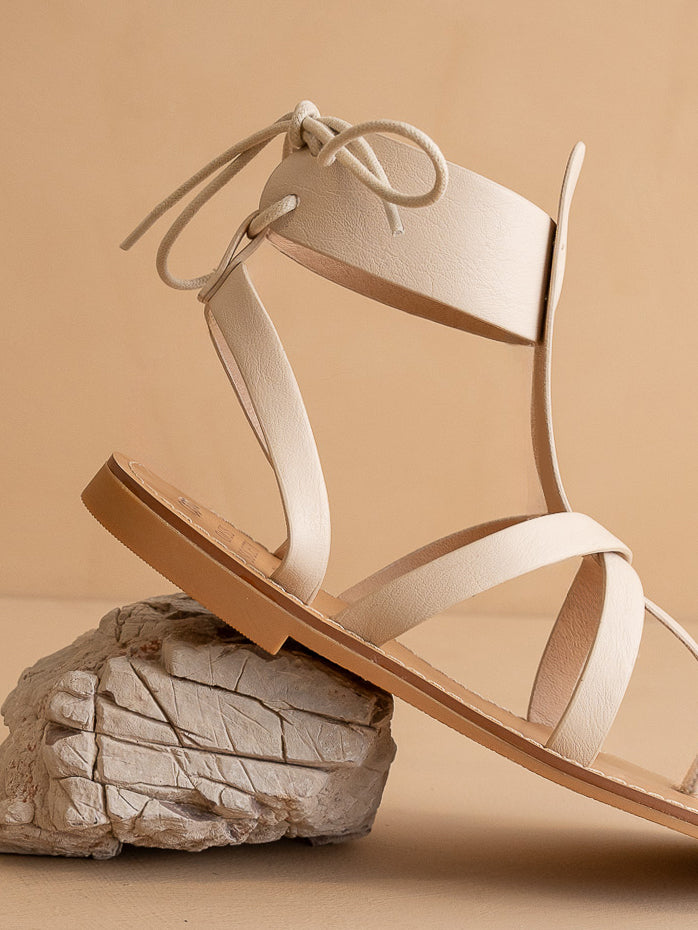 The Blaze | Beige Lace-Up Sandal