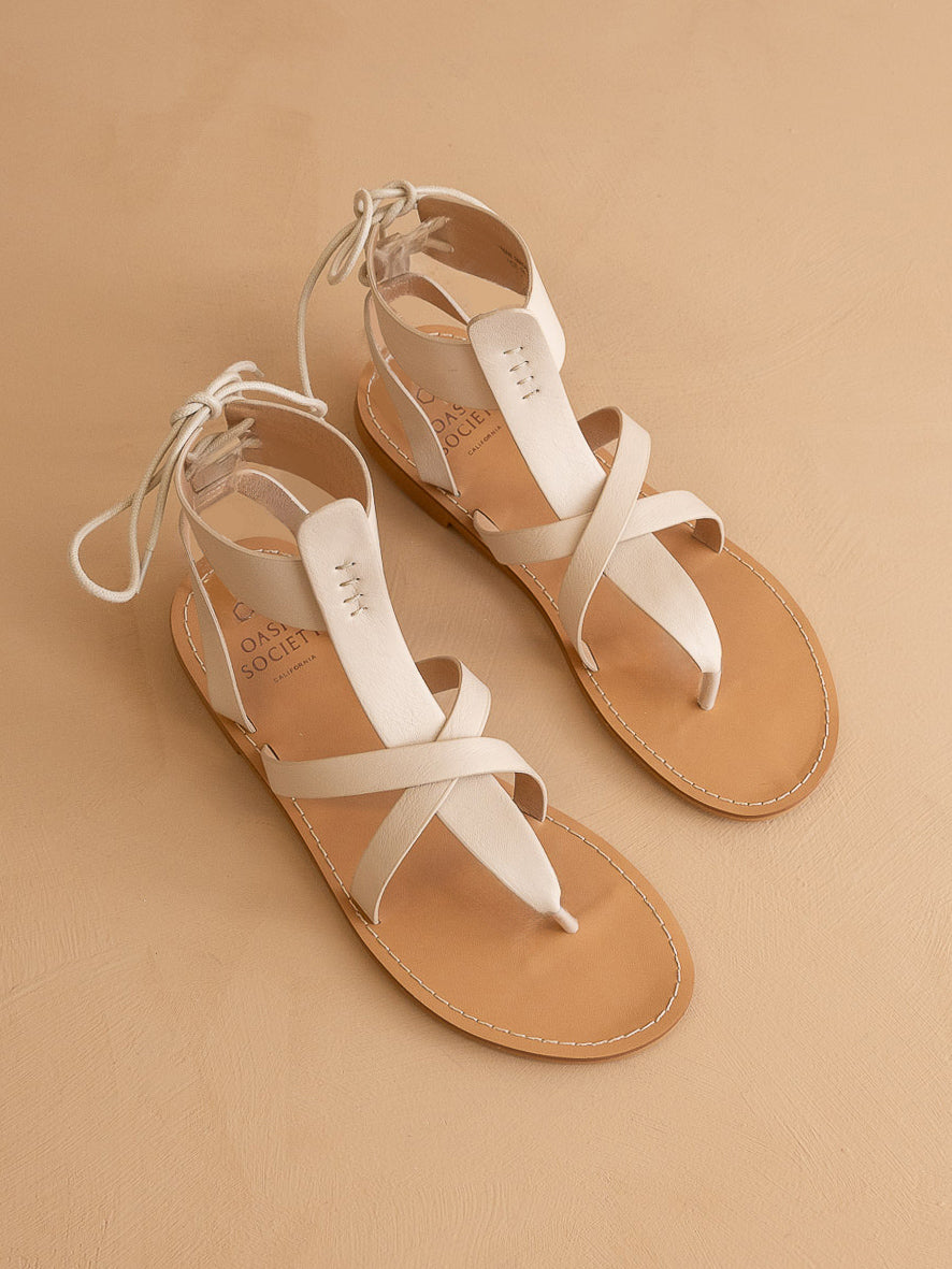 The Blaze | Beige Lace-Up Sandal