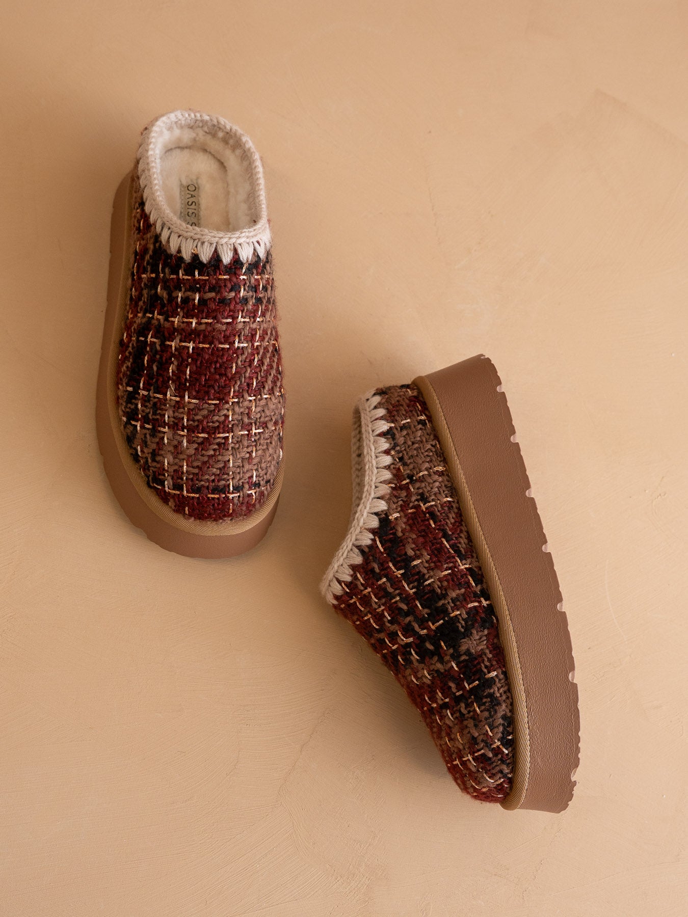 The Brandi | Mocha Tweed Platform Cozy Mule Slipper