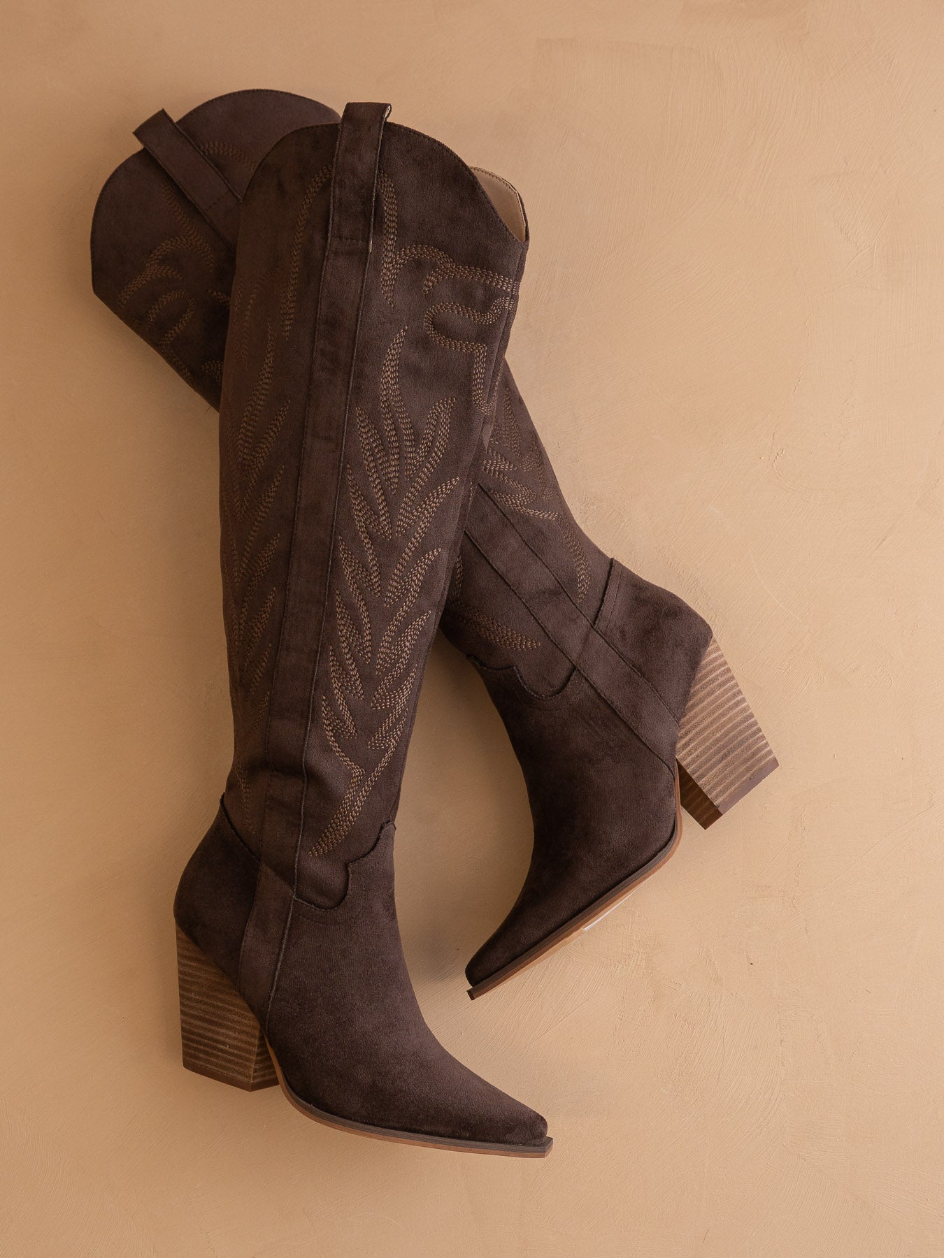 The Bronco | Coffee Knee High Embroidered Cowboy Boot