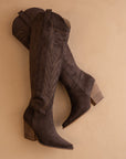 The Bronco | Coffee Knee High Embroidered Cowboy Boot
