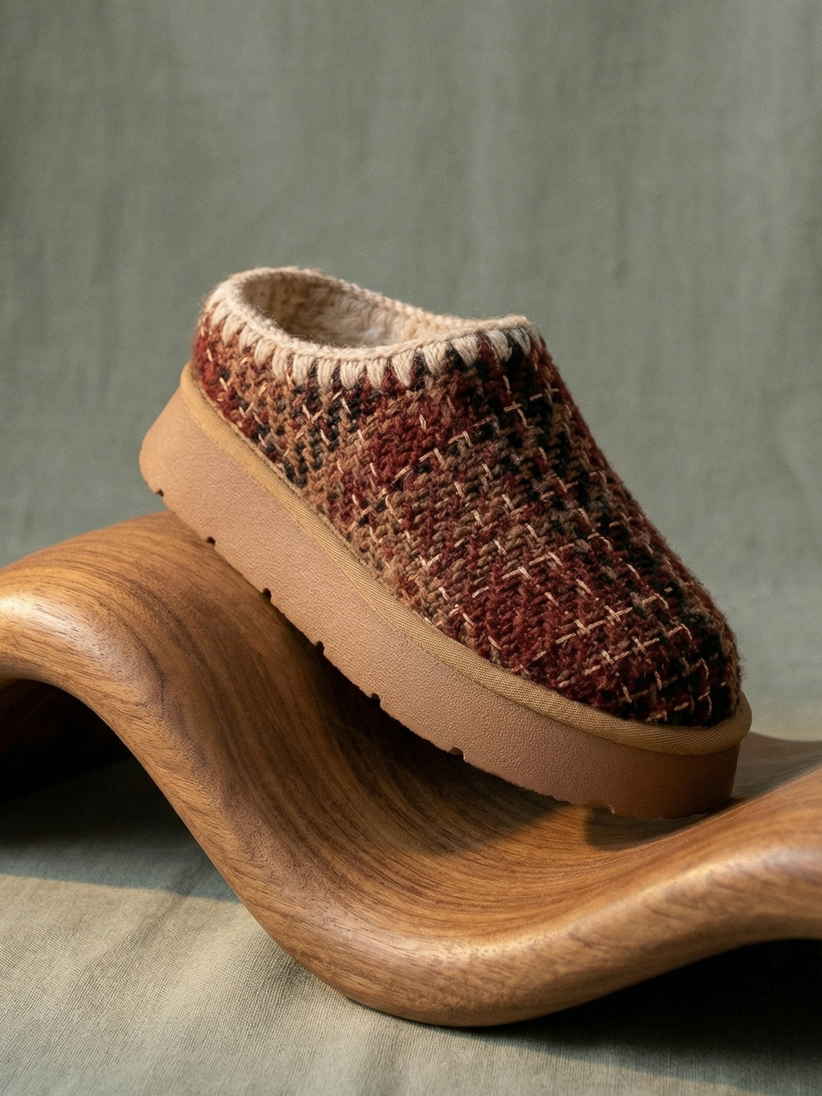 The Brandi | Mocha Tweed Platform Cozy Mule Slipper
