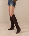 The Bronco | Coffee Knee High Embroidered Cowboy Boot