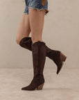 The Bronco | Coffee Knee High Embroidered Cowboy Boot