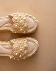 The Candice | Natural Floral Raffia Platform Slide