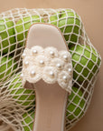 The Cathleen | Ivory Pearl Raffia Slide Sandal