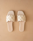 The Cathleen | Ivory Pearl Raffia Slide Sandal