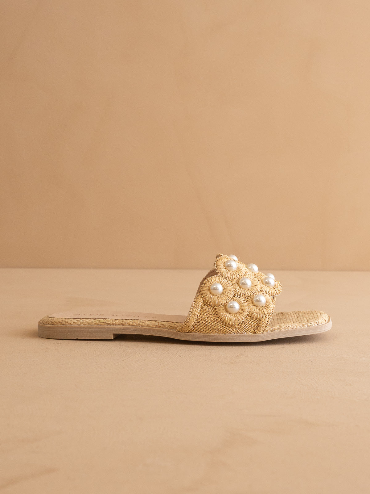 The Cathleen | Natural Pearl Raffia Slide Sandal