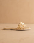 The Cathleen | Natural Pearl Raffia Slide Sandal