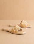 The Cathleen | Natural Pearl Raffia Slide Sandal
