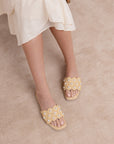 The Cathleen | Natural Pearl Raffia Slide Sandal