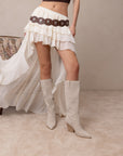 The Collins | Light Grey Pointed Toe Western Knee Boot