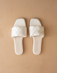 The Darla | White Woven Slide Sandal