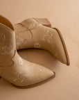 The Darlene | Almond Floral Embroidered Western Boot