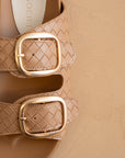 The Desiree | Almond Woven Slide with Oversized Gold Buckles