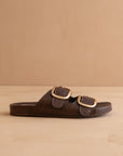 The Desiree | Coffee Modern Woven Oversized Buckle Slide