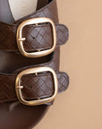 The Desiree | Coffee Modern Woven Oversized Buckle Slide