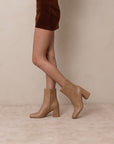 The Demi | Camel Woven Block Heel Ankle Boot