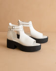 The Elizabeth | White Platform Double Strap Sandal