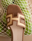 The Ena | Brown H Cutout Raffia Slide