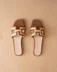 The Ena | Brown H Cutout Raffia Slide
