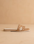 The Evelynne | Camel Studded H Band Slides