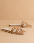 The Evelynne | Camel Studded H Band Slides