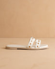 The Evelynne | White Studded H Band Slides