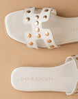 The Evelynne | White Studded H Band Slides