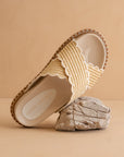 The Fabby | Beige Double Strap Raffia Slide