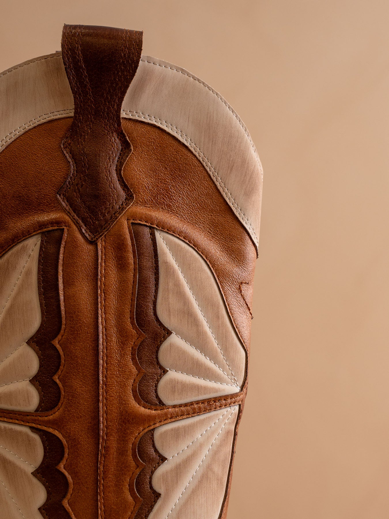 The Fairy | Camel Western Boot in Suede with Butterfly Inlay