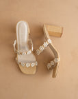 The Feliza | Natural Floral Raffia Heel – Summer Block Sandal