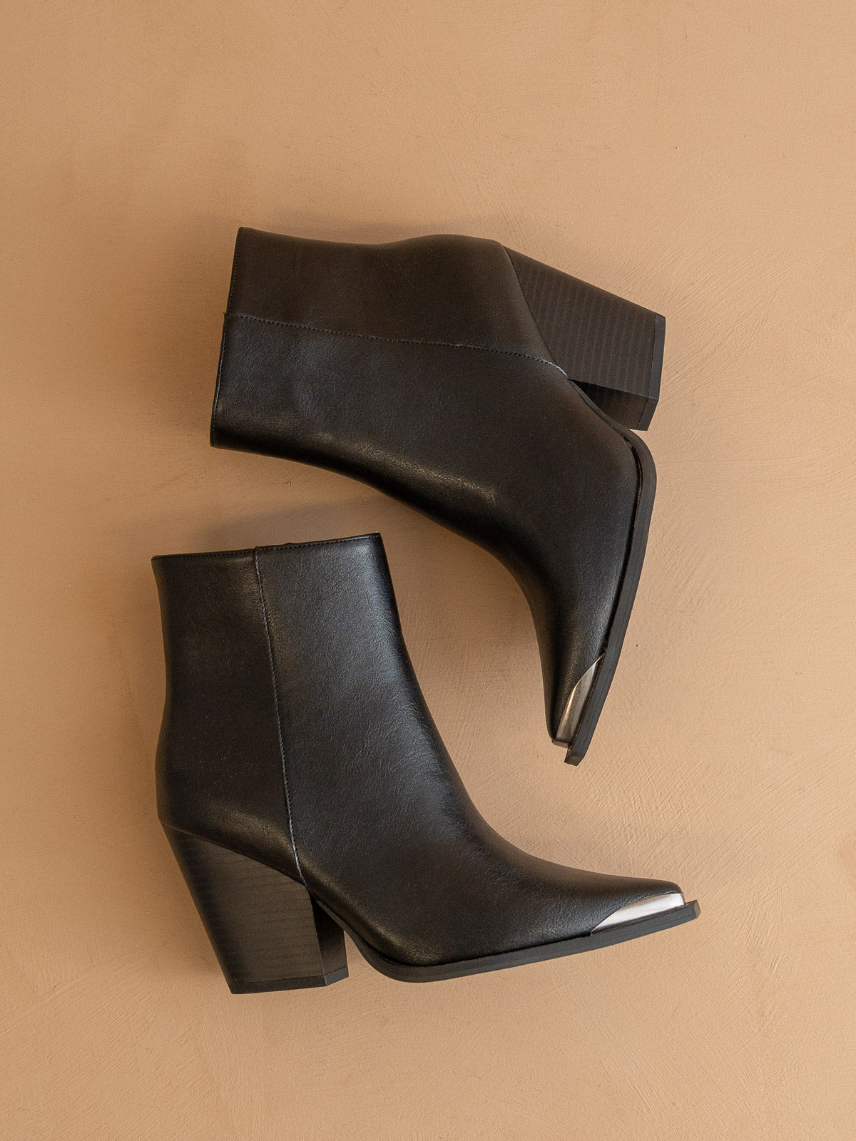 The Frankie | Black Pointed Toe Cap Bootie